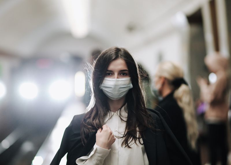 Woman in face mask