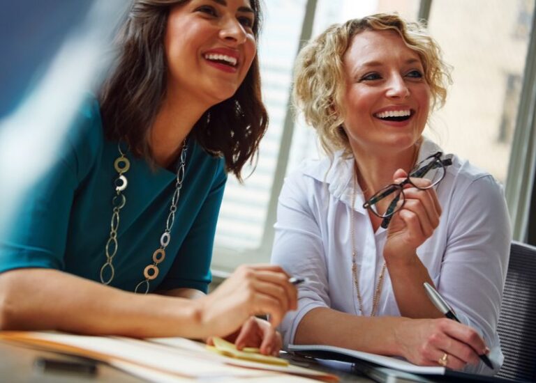 Happy female employees